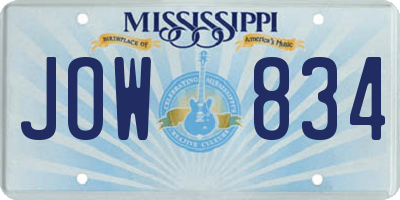 MS license plate JOW834