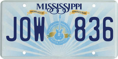 MS license plate JOW836