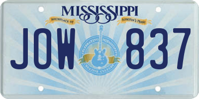 MS license plate JOW837