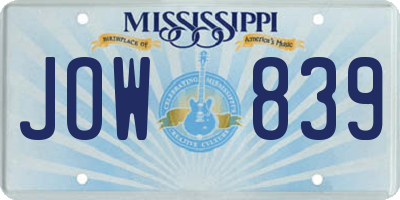 MS license plate JOW839