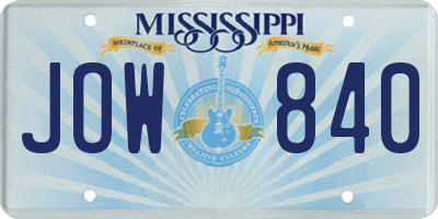 MS license plate JOW840