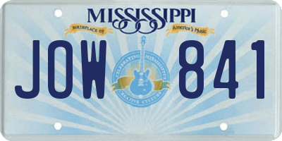 MS license plate JOW841