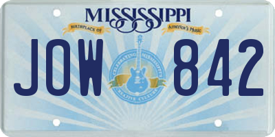 MS license plate JOW842