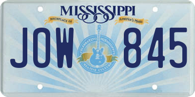 MS license plate JOW845