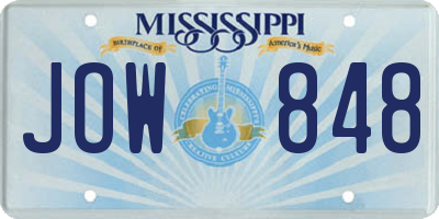 MS license plate JOW848