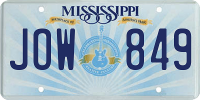 MS license plate JOW849