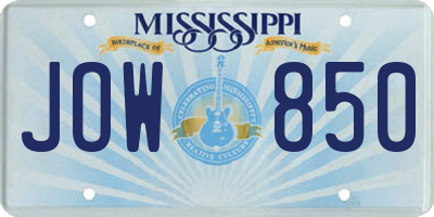 MS license plate JOW850