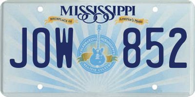 MS license plate JOW852