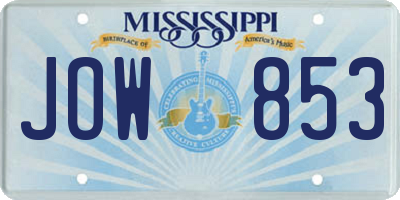 MS license plate JOW853