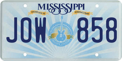 MS license plate JOW858