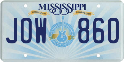 MS license plate JOW860