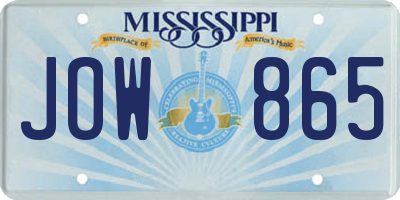 MS license plate JOW865