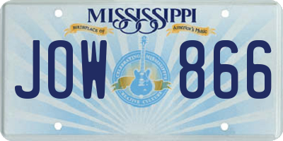 MS license plate JOW866