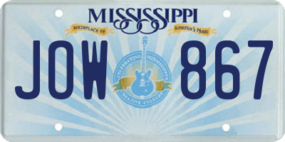 MS license plate JOW867