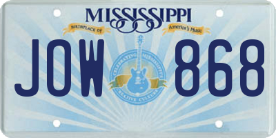 MS license plate JOW868