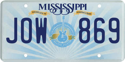 MS license plate JOW869