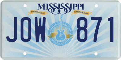 MS license plate JOW871