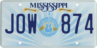 MS license plate JOW874