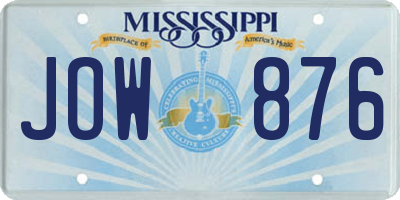 MS license plate JOW876