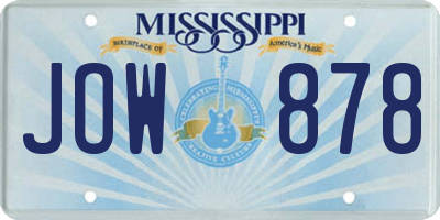 MS license plate JOW878
