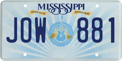 MS license plate JOW881
