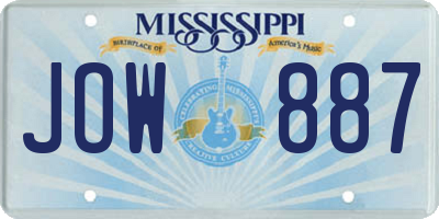 MS license plate JOW887