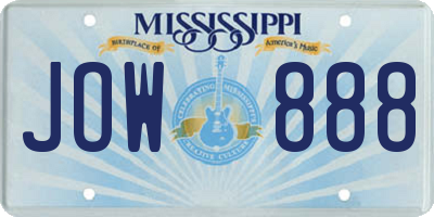 MS license plate JOW888