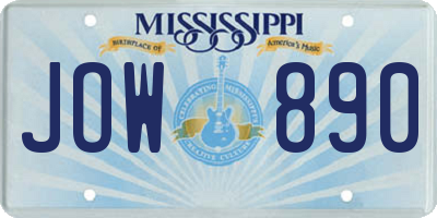 MS license plate JOW890