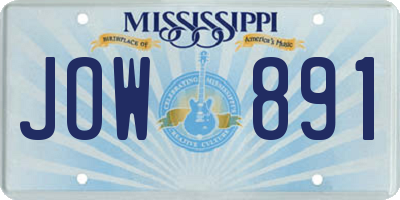 MS license plate JOW891