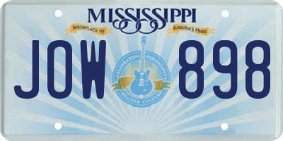 MS license plate JOW898