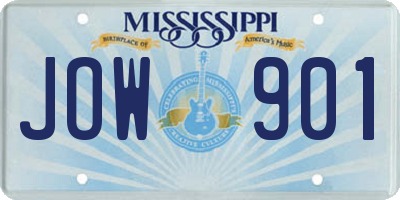 MS license plate JOW901