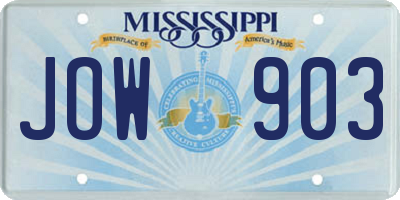 MS license plate JOW903