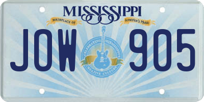 MS license plate JOW905