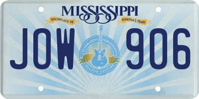 MS license plate JOW906