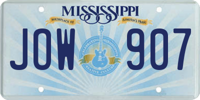 MS license plate JOW907