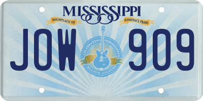 MS license plate JOW909