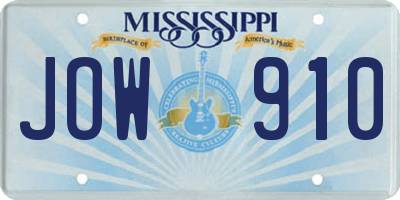 MS license plate JOW910