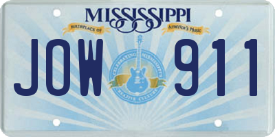MS license plate JOW911