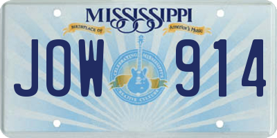 MS license plate JOW914