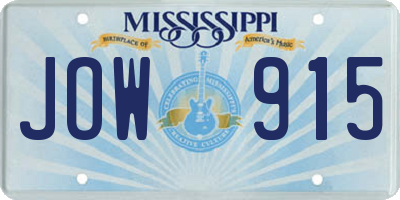 MS license plate JOW915