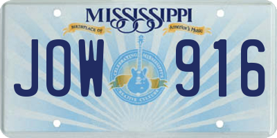 MS license plate JOW916