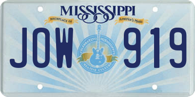MS license plate JOW919
