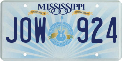 MS license plate JOW924