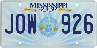 MS license plate JOW926