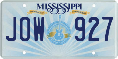 MS license plate JOW927