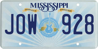 MS license plate JOW928