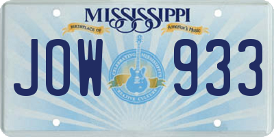 MS license plate JOW933