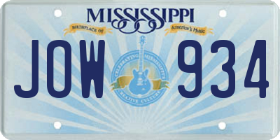 MS license plate JOW934
