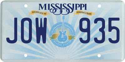 MS license plate JOW935