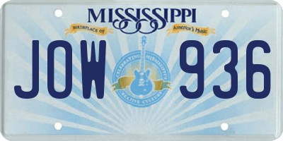 MS license plate JOW936